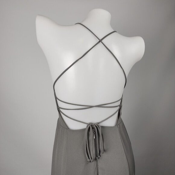 Show Me Your MUMU Grey Chiffon Long Gown Size S - Picture 7 of 11